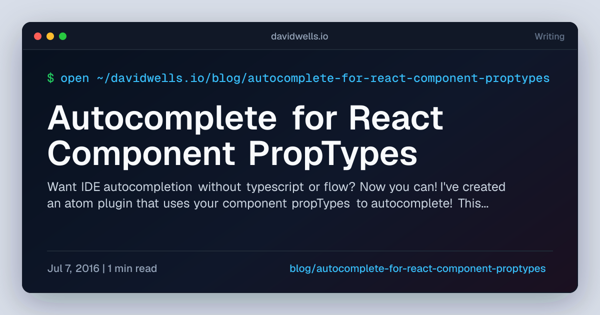 Autocomplete for React Component PropTypes