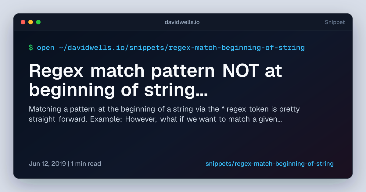 Regex match pattern NOT at beginning of string via JavaScript