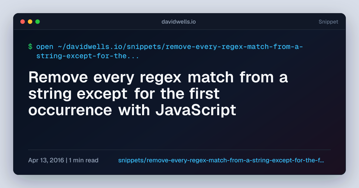 Remove every regex match from a string except for the first occurrence ...